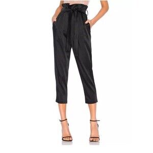 Amanda Uprichard X REVOLVE Tessi Crop Pants Belted Paperbag Waist Black Size XS